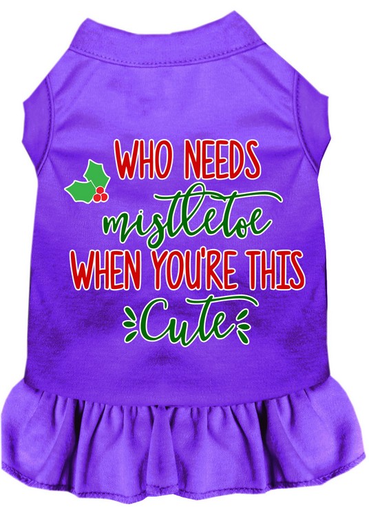 Who Needs Mistletoe Screen Print Dog Dress Purple XXL